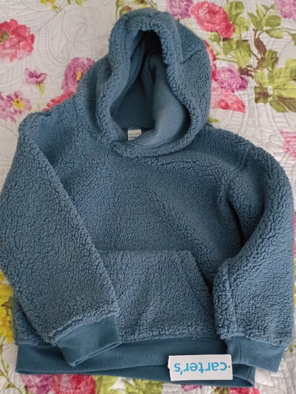 Carter's Plush Sherpa Hoodie in Teal Blue